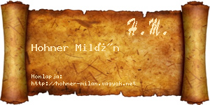 Hohner Milán névjegykártya